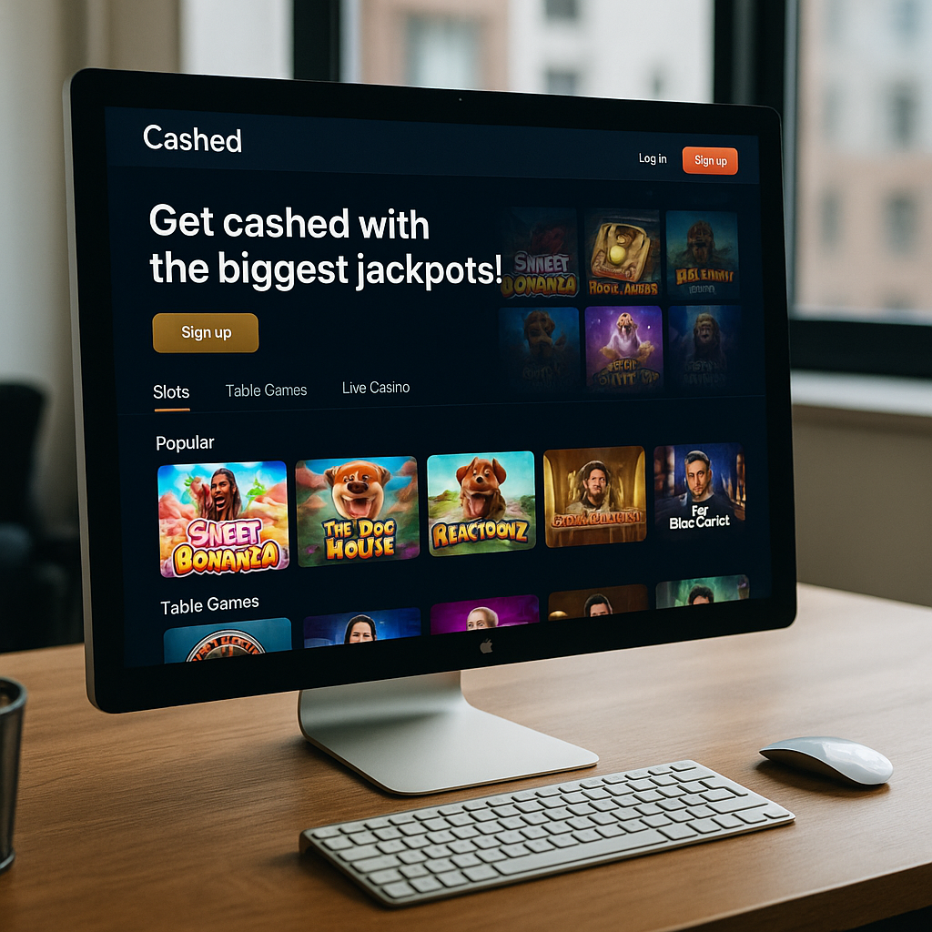 Cashed Casino - Interface de bureau moderne et intuitive - Design responsive