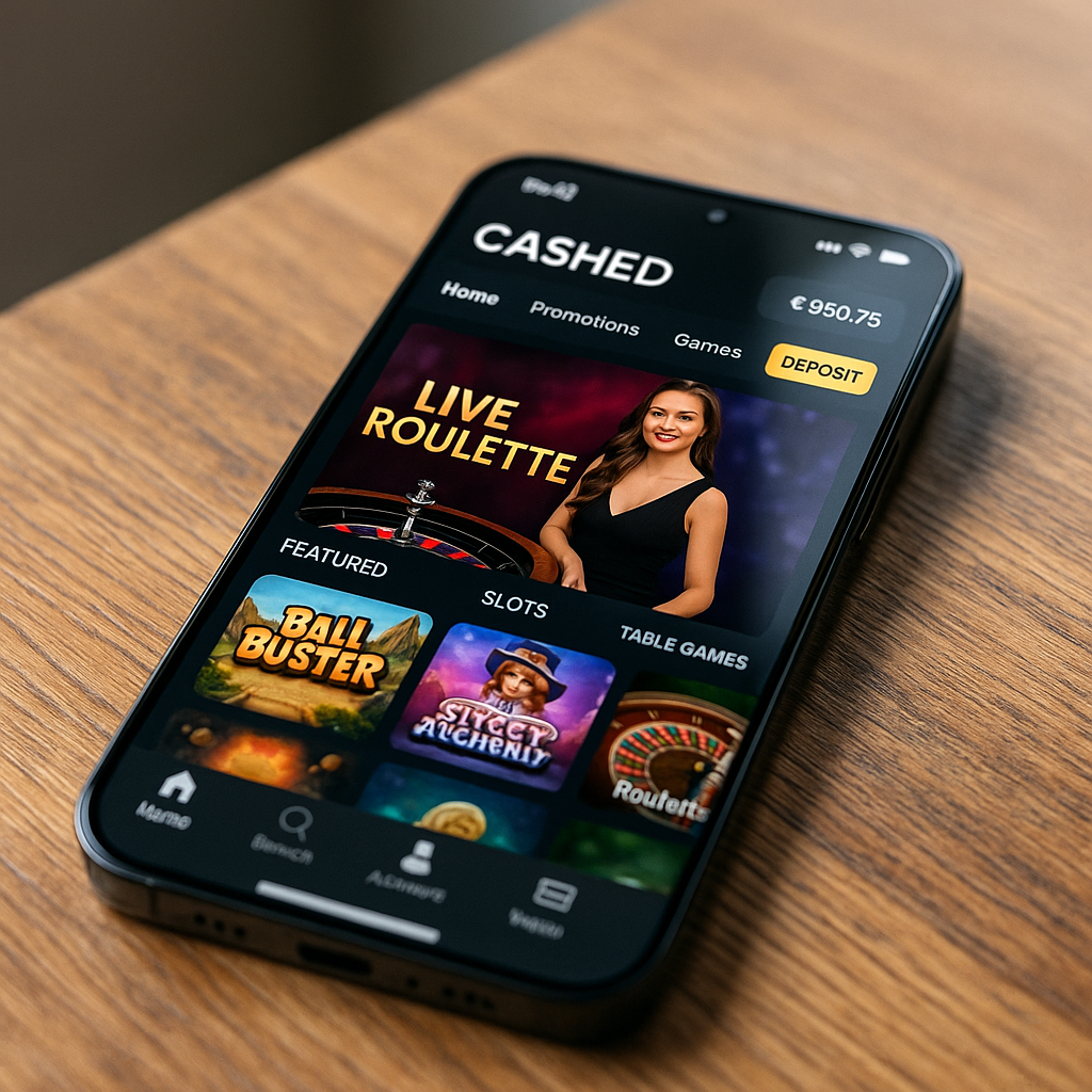 Cashed Casino - Interface mobile optimisée - Jeu responsive sur smartphone et tablette